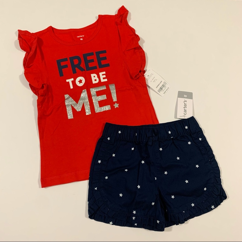 Carter’s - Patriotic Red Tee w/ Navy Shorts
